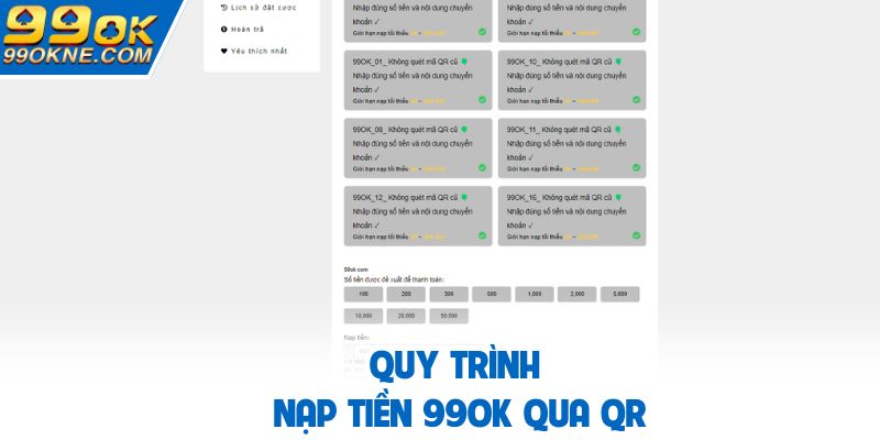 Quy trình nạp tiền 99OK qua QR